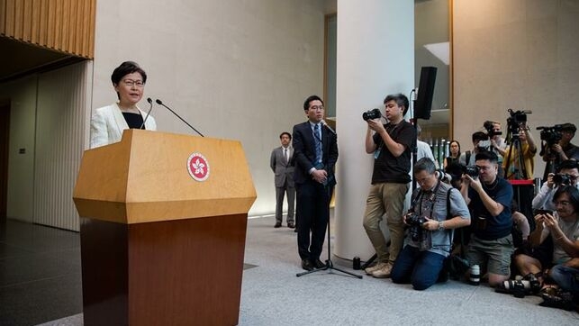 La líder hongkonesa retirará el proyecto de ley de extradición, según la prensa local