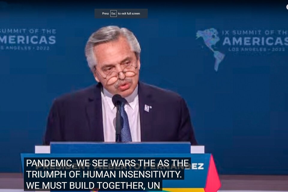 El duro discurso de Alberto Fernández en la Cumbre de las Américas