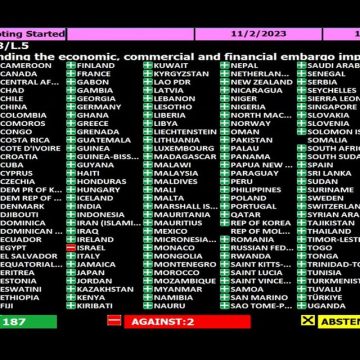 Solo dos países votaron a favor del bloqueo contra Cuba: Estados Unidos e Israel