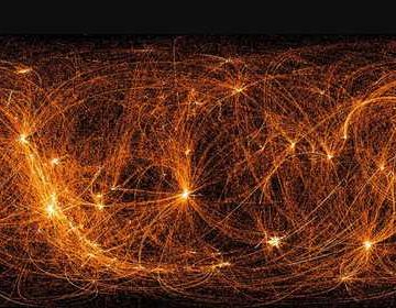 Muestra de 22 meses de datos de rayos X registrados por el Explorador de la NASA, que viaja en la EEI, de la Composición Interior de las Estrellas de Neutrones, durante sus barridos nocturnos entre los diferentes objetivos a los que apunta.Foto tomada de la página de la NASA