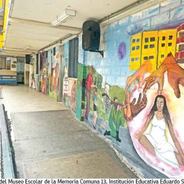 Vista parcia del Museo Escolar de la Memoria Comuna 13, Institución Educativa Eduardo Santos. Museo Escolar de la Memoria Comuna 13